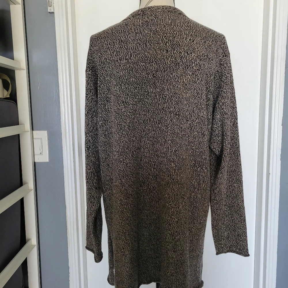 Eileen Fisher Linen‎ and Wool Salt&Pepper Open Front Cardigan Size L